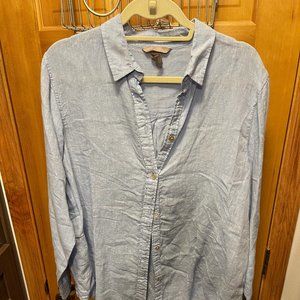 Coastal Chic Linen Blend Shirt H&M Size 16